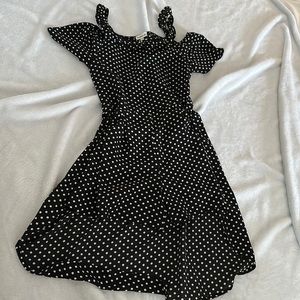 Girls Romper with White Polka Dots